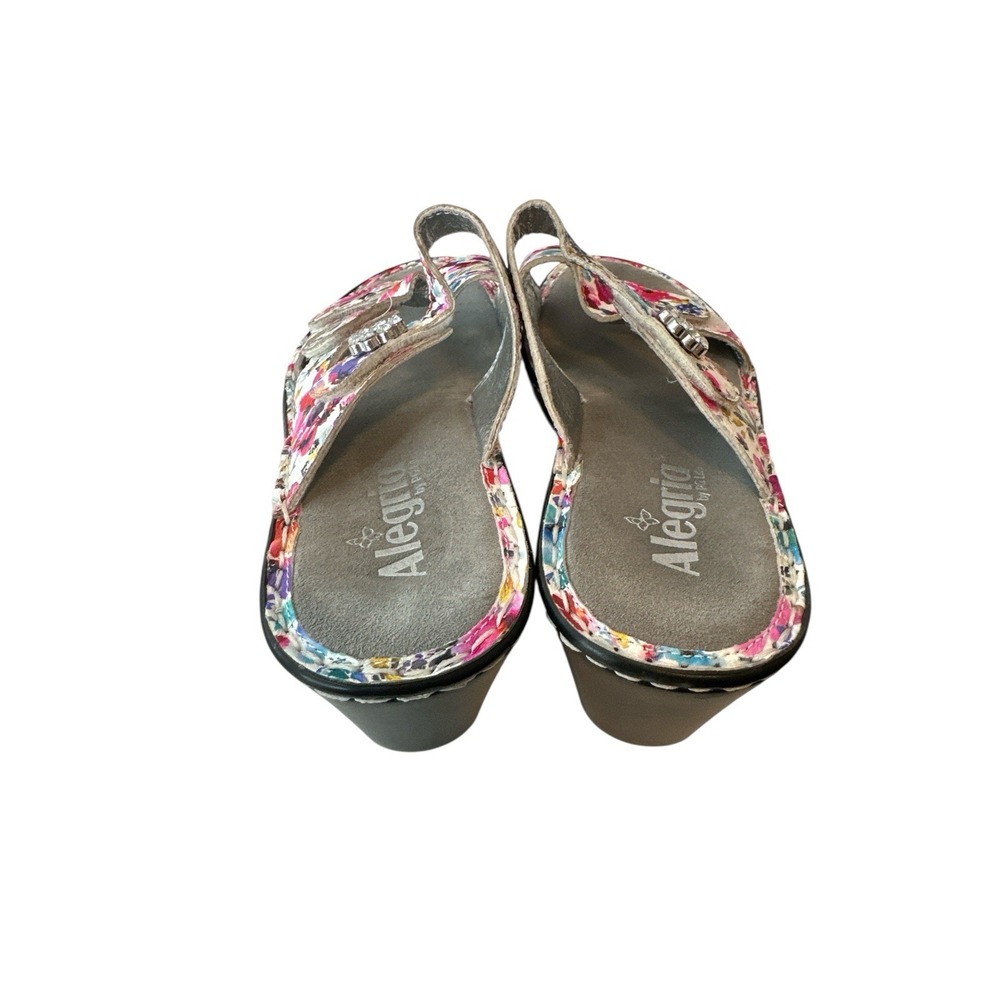 Alegria Floral Pink Multi Wedge Slide Sandals - Picture 7 of 9
